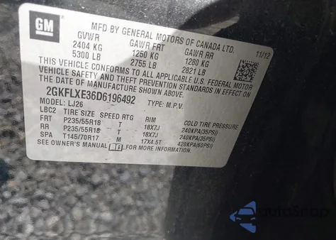 2013 GMC Terrain Slt-2 z USA, uszkodzony, nr VIN 2GKFLXE36D6196492